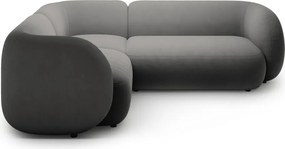 Ciemnoszary aksamitny narożnik (lewostronny/w kształcie litery L) Kate – Micadoni