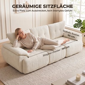 HOMCOM Sofa 3-osobowa, 260 cm, Chenille, bezramowa sofa modułowa z wyjątkowo szerokim, głębokim siedziskiem, szerokie podłokietniki | Aosom PL