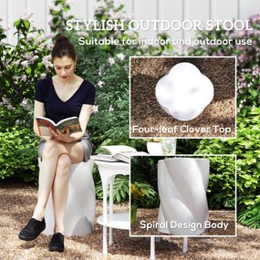 Outsunny Ceramiczny Stołek w Kształcie Spirali, Obciążalność 120kg, Ø33 x 45 cm, Odporny na Warunki Atmosferyczne, Ogrodowy Hoker z Pokrywą, Kolor Biały