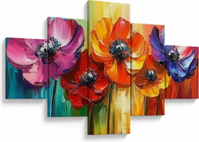 Obraz - Pięć kolorowych kwiatów (125x70 cm)