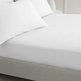 Białe prześcieradło z perkalu bawełnianego z gumką 90x190 cm Cotton Percale – Bianca