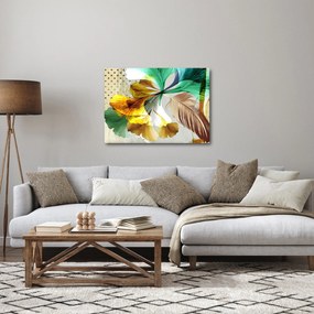 Obraz - Liście z piórami (70x50 cm)