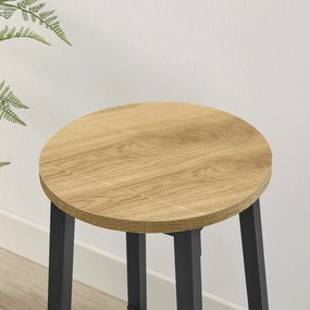 Taboret barowy, hoker - dąb / nogi czarne