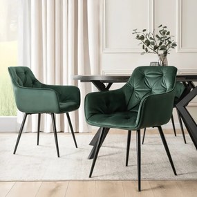 Krzesło Tapicerowane do Salonu MODESTO Zielone Welurowe Nowoczesne Loft
