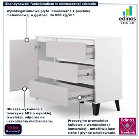 Komoda z szafką i szufladami do salonu biały + kaszmir P1-F59