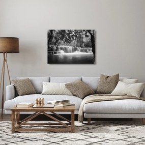 Obraz na szkle - Czarno-biały wodospad (70x50 cm)