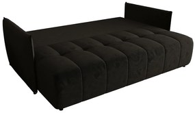 Czarna welurowa sofa tapicerowana z pojemnikiem H4-P61