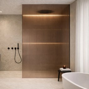 Ścianka prysznicowa ryflowana ARTE WELLE XXL Brown szkło brązowe ryflowane | Różne rozmiary : Kolor profili kabiny - chrom / srebrny, Rozmiar - 90 x 300 cm
