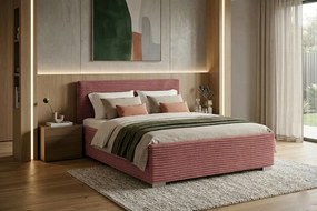 Łóżko LUCI 140x200 cm Różowy Z materacem