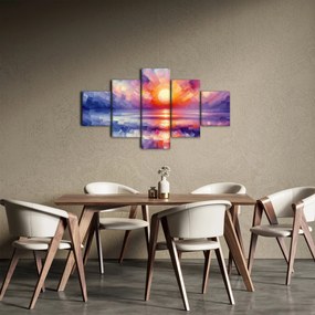 Obraz - Kolorowy artystyczny zachód słońca (125x70 cm)