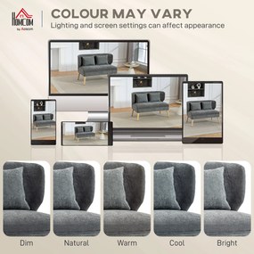 HOMCOM 2-osobowa sofa, mała sofa z chenille, oparcie skrzydłowe, grube siedzisko, nogi z drewna kauczukowego, szara | Aosom PL