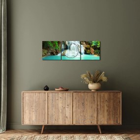 Obraz wodospadów (z zegarem) (90x30 cm)