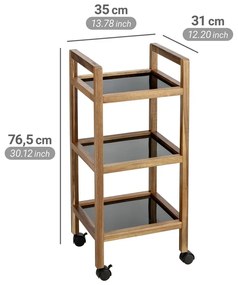 Czarny/w naturalnym kolorze regał łazienkowy z litego drewna akacjowego 35x76,5 cm Fondi – Wenko