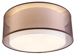 Nowoczesna lampa sufitowa brązowa z białą 50 cm 3-światła - Drum Duo Nowoczesny Oswietlenie wewnetrzne