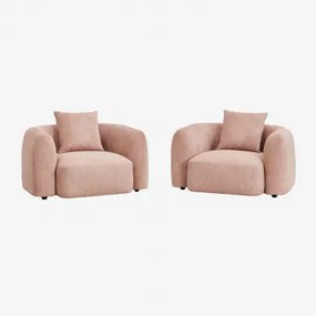Zestaw 2 Foteli Z Tkaniny Chenille Coco Kwarc Różowy Chenille - Sklum