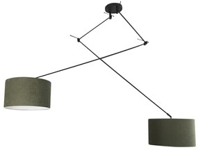 Inteligentna lampa wisząca czarna z abażurem 35 cm zielonym w komplecie z 2 żarówkami WiFi A60 - Blitz Nowoczesny Oswietlenie wewnetrzne