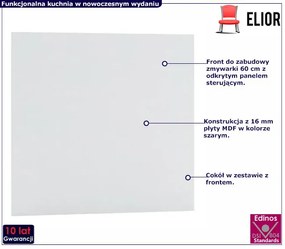 Szary front zmywarki z panelem odkrytym 60 cm - Orfa 17X