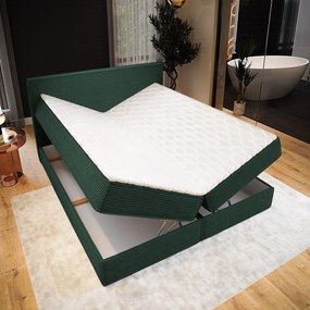 Masseno Łóżko kontynentalne PELLIO z pojemnikiem na pościel 180x200 cm - Zielony, POSO 14