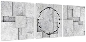 Obraz - Abstrakcja płytek betonowych (z zegarem) (90x30 cm)