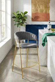 Szary tapicerowany hoker welurowy glamour S7-S86