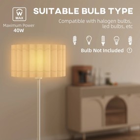 HOMCOM Lampa Podłogowa w Stylu Retro, Lampa Plastikowa, Włącznik Nożny, Stelaż Metalowy, Biała