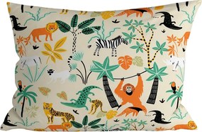 Poszewka na poduszkę z mikrofibry JUNGLE FRIENDS 70x90 cm, kolorowa