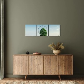 Obraz drzewa na łące (z zegarem) (90x30 cm)