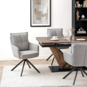 Krzesło Tapicerowane Obrotowe do Salonu CITY Szare Sztruksowe Loft