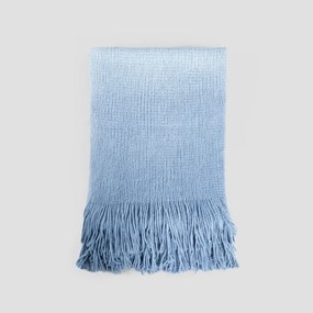 Koc FINNS ombre miękki błękitny z frędzlami 130x170 HOMLA