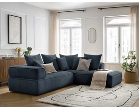 Ciemnoniebieski narożnik z tkaniny szenilowej (prawostronny/w kształcie litery L) Whesley – Bobochic Paris