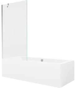 Mexen Cube wanna prostokątna 170 x 80 cm z obudową i parawanem 1-skrzydłowym 90 cm, transparent, chrom - 550517080X9509000001