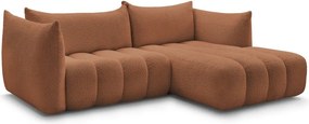 Pomarańczowy narożnik z materiału bouclé (prawostronny/z szezlongiem) Azra – Bobochic Paris