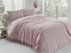 Lekka narzuta bawełniana na łóżko Pique Powder, 220x240 cm