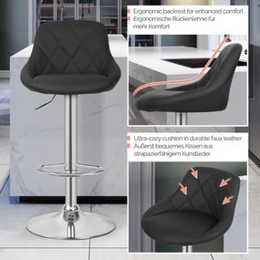 MIADOMODO Krzesło barowe 2szt, bez podłokietnika, czarne