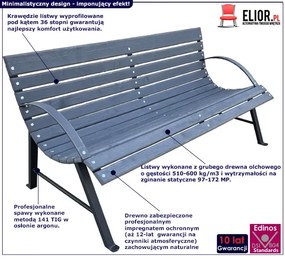 Ogrodowa ławka retro z oparciem Alexis 190 cm - szary
