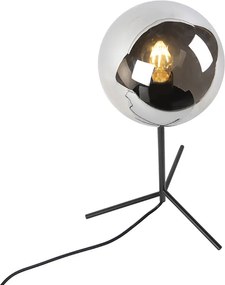 Lampa stołowa art deco czarna z przydymionym szkłem 45,5 cm - Pallon