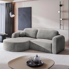Masseno Narożnik AMILIA z funkcją spania i pojemnikiem na pościel Narozniki L, Rozkładana sofa - Jasnoszary, MONOLITH 84