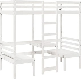 Pojedyncze białe łóżko piętrowe z biurkiem 80x200 D5-T28