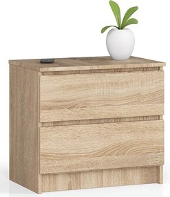 Szafka nocna AKORD K60 Dąb Sonoma 60 cm 2 szuflady kolor Dąb Sonoma mat 60x40x55 cm