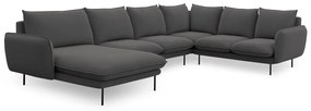 Ciemnoszara sofa w kształcie litery U Cosmopolitan Design Vienna, prawostronna