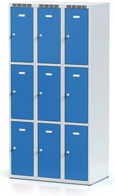 Alfa 3 Szafka skrytkowa S6, 9 schowków, 1800 x 900 x 500 mm, zamek obrotowy, drzwi niebieskie