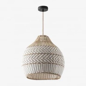 Lampa Sufitowa Wisząca Na Zewnątrz Z Plecionego Rattanu Llaury Miel - Czarna & Ø40 Cm - ↑40 Cm Llaury - Sklum