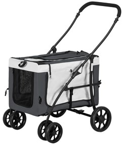 Outsunny Wózek dla Psa Składany Wyjmowany Kosz Czarny Szary Biały | Aosom PL