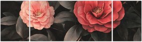 Obraz - Czerwone kwiaty na ciemnym tle (170x50 cm)