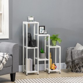 Outsunny Stojak na kwiaty, stojak na rośliny, 7 półek, do użytku wewnętrznego i zewnętrznego, stalowy, biały, 65 x 23 x 94,5 cm