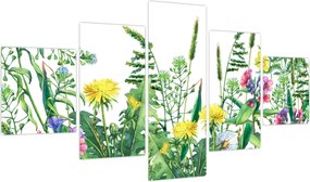 Obraz - Malowane kwiaty łąkowe (125x70 cm)