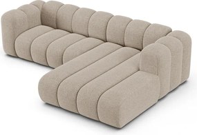 Beżowy narożnik z tkaniny szenilowej (prawostronny/z szezlongiem) Lupine – Micadoni