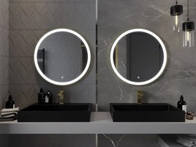 Mexen Esso lustro łazienkowe podświetlane, okragłe 70 cm, LED 6000K, antypara, rama złota szczotkowana - 9825-070-070-611-50
