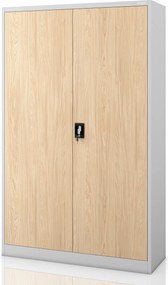 Szafa biurowa metalowa na akta szara / dąb sonoma: Eco Design JAN II, 1150 x 1850 x 400 mm
