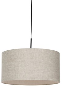 Rustykalna lampa wisząca czarna z beżowym kloszem 50 cm - Combi 1